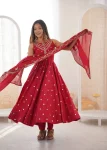 FANCY ROMAN SILK EMBROIDERY SEQUENCE WORK GOWN BOTTOM WITH DUPATTA WEDDING WEAR WHOLESALE PRICE ETHNIC GARMENT (8)