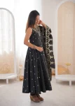 FANCY ROMAN SILK EMBROIDERY SEQUENCE WORK GOWN BOTTOM WITH DUPATTA WEDDING WEAR WHOLESALE PRICE ETHNIC GARMENT (2)