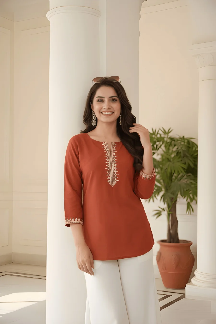 FANCY ROMAN SILK EMBROIDERY WORK ONLY TOP DAILY WEAR WHOLESALE PRICE ETHNIC GARMENT (6)