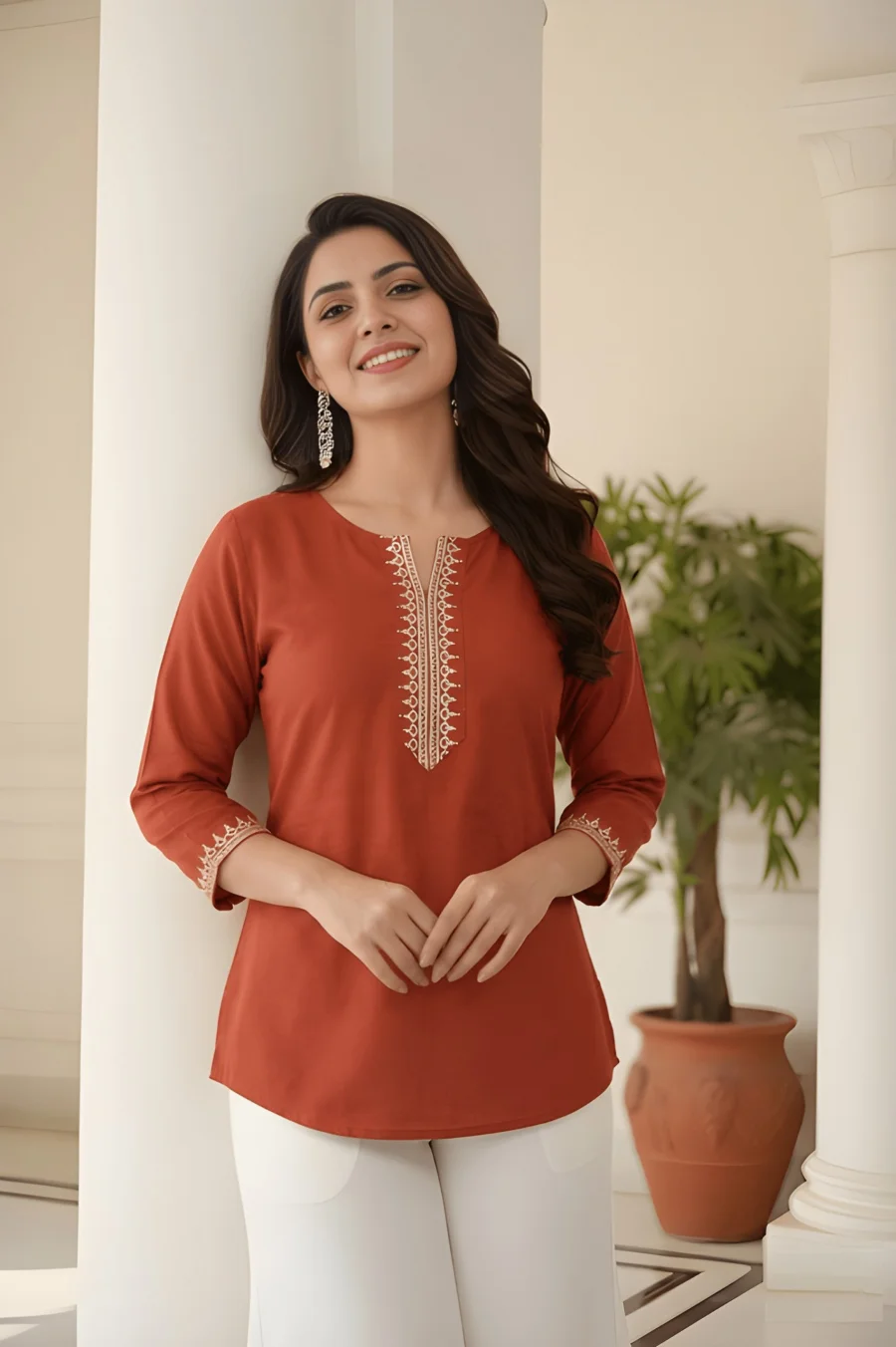 FANCY ROMAN SILK EMBROIDERY WORK ONLY TOP DAILY WEAR WHOLESALE PRICE ETHNIC GARMENT (8)