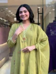 FANCY ROMAN SILK EMBROIDERY WORK TOP BOTTOM WITH DUPATTA FESTIVE WEAR WHOLESALE PRICE ETHNIC GARMENT (9)