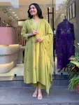 FANCY ROMAN SILK EMBROIDERY WORK TOP BOTTOM WITH DUPATTA FESTIVE WEAR WHOLESALE PRICE ETHNIC GARMENT (9)