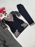 FANCY ROMAN SILK EMBROIDERY WORK TOP BOTTOM WITH DUPATTA FESTIVE WEAR WHOLESALE PRICE ETHNIC GARMENT (3)
