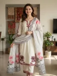 FANCY SATIN RAYON EMBROIDERY THREAD WORK TOP PALAZZO WITH DUPATTA FESTIVE WEAR WHOLESALE PRICE ETHNIC GARMENT (1)