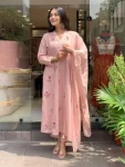FANCY SLUB COTTON EMBROIDERY WORK TOP BOTTOM WITH DUPATTA FESTIVE WEAR WHOLESALE PRICE ETHNIC GARMENT (7)
