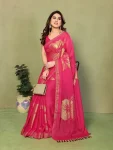 FANCY STAR GEORGETTE SILK FOIL WORK AND SUPER ZALAR LACE WORK SAREE WITH UNSTITCHED BLOUSE FESTIVE WEAR WHOLESALE PRICE ETHNIC GARMENT (1)