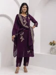 FANCY VICHITRA SILK EMBROIDERY WORK TOP BOTTOM WITH DUPATTA FESTIVE WEAR WHOLESALE PRICE ETHNIC GARMENT (4)
