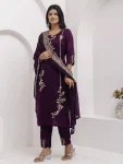 FANCY VICHITRA SILK EMBROIDERY WORK TOP BOTTOM WITH DUPATTA FESTIVE WEAR WHOLESALE PRICE ETHNIC GARMENT (4)
