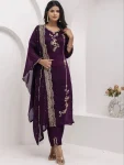 FANCY VICHITRA SILK EMBROIDERY WORK TOP BOTTOM WITH DUPATTA FESTIVE WEAR WHOLESALE PRICE ETHNIC GARMENT (4)