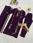 FANCY VICHITRA SILK EMBROIDERY WORK TOP BOTTOM WITH DUPATTA FESTIVE WEAR WHOLESALE PRICE ETHNIC GARMENT (4)