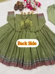 FANCY VICHITRA SILK SEQUENCE AND EMBROIDERY WORK GOWN BOTTOM WITH DUPATTA FESTIVE WEAR WHOLESALE PRICE ETHNIC GARMENT (6)