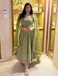 FANCY VICHITRA SILK SEQUENCE AND EMBROIDERY WORK GOWN BOTTOM WITH DUPATTA GREEN
