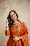 FANCY VICHITRA SILK SEQUENCE CODING EMBROIDERY WORK TOP BOTTOM WITH DUPATTA FESTIVE WEAR WHOLESALE PRICE ETHNIC GARMENT (17)