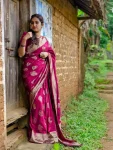 LATEST BANARASI SILK WEAVING WORK SAREE WITH UNSTITCHED BLOUSE FESTIVE WEAR WHOLESLAE PRICE ETHNIC GARMENT (14)