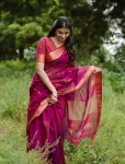 LATEST BANARASI SILK WEAVING WORK SAREE WITH UNSTITCHED BLOUSE RANI