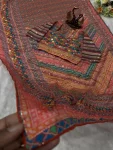 LATEST CHINON PRINT WITH GOLD ZARI AND HAND REAL MIRROR AND DIAMOND WORK SAREE WITH UNSTITCHED BLOUSE PARTY WEAR WHOLESALE PRICE ETHNIC GARMENT (6)