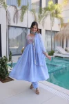 LATEST MUL CHANDERI BEADS EMBROIDERY WORK GOWN BOTTOM WITH DUPATTA FESTIVE WEAR WHOLESALE PRICE ETHNIC GARMENT (8)