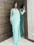 MODERN APPLE RANGOLI PLAIN READY TO WEAR SAREE WITH EMBROIDERY CODING WORK KOTI SKY