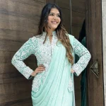 MODERN APPLE RANGOLI PLAIN READY TO WEAR SAREE WITH EMBROIDERY CODING WORK KOTI PARTY WEAR WHOLESALE PRICE ETHNIC GARMENT (2)