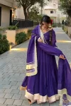 MODERN BLOOMING SEQUENCE ZARI EMBROIDERY WORK WITH LACE WORK GOWN PALAZZO WITH DUPATTA FESTIVE WEAR WHOLESALE PRICE ETHNIC GARMENT (5)
