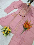 MODERN CHANDERI SILK SEQUENCE CODING EMBROIDERY WORK TOP BOTTOM WITH DUPATTA FESTIVE WEAR WHOLESALE PRICE ETHNIC GARMENT (4)