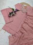 MODERN CHANDERI SILK SEQUENCE CODING EMBROIDERY WORK TOP BOTTOM WITH DUPATTA FESTIVE WEAR WHOLESALE PRICE ETHNIC GARMENT (3)