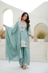 MODERN CHINON COTTON EMBROIDERY WORK WITH ZARDOSI HAND WORK TOP PALAZZO WITH DUPATTA WEDDING WEAR WHOLESALE PRICE ETHNIC GARMENT (6)