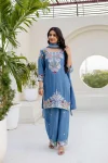 MODERN CHINON COTTON EMBROIDERY WORK WITH ZARDOSI HAND WORK TOP PALAZZO WITH DUPATTA WEDDING WEAR WHOLESALE PRICE ETHNIC GARMENT (14)