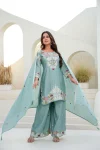 MODERN CHINON COTTON EMBROIDERY WORK WITH ZARDOSI HAND WORK TOP PALAZZO WITH DUPATTA WEDDING WEAR WHOLESALE PRICE ETHNIC GARMENT (6)