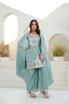 MODERN CHINON COTTON EMBROIDERY WORK WITH ZARDOSI HAND WORK TOP PALAZZO WITH DUPATTA WEDDING WEAR WHOLESALE PRICE ETHNIC GARMENT (6)