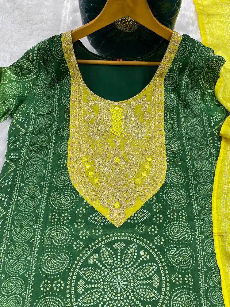 MODERN CHINON DIGITAL PRINT AND EMBROIDERY WITH HAND MIRROR WORK TOP BOTTOM WITH DUPATTA FESTIVE WEAR WHOLESALE PRICE ETHNIC GARMENT (7)