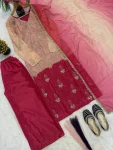 MODERN CHINON DIGITAL PRINT WITH REAL BEADS MOTI HAND SEQUENCE EMBROIDERY WORK TOP PALAZZO WITH DUPATTA FESTIVE WEAR WHOLESALE PRICE ETHNIC GARMENT (4)