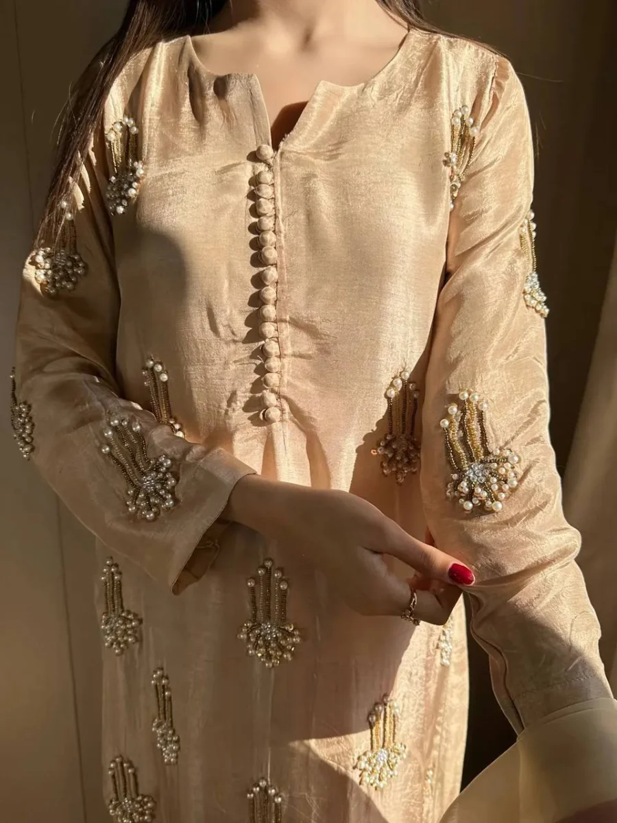 MODERN CHINON DIGITAL PRINT WITH REAL BEADS MOTI HAND SEQUENCE EMBROIDERY WORK TOP PALAZZO WITH DUPATTA FESTIVE WEAR WHOLESALE PRICE ETHNIC GARMENT (2)