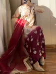 MODERN CHINON DIGITAL PRINT WITH REAL BEADS MOTI HAND SEQUENCE EMBROIDERY WORK TOP PALAZZO WITH DUPATTA FESTIVE WEAR WHOLESALE PRICE ETHNIC GARMENT (4)
