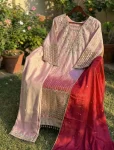MODERN CHINON PRINTED WITH SEQUENCE EMBROIDERY BORDAR LACE WORK TOP BOTTOM WITH DUPATTA FESTIVE WEAR WHOLESALE PRICE ETHNIC GARMENT (1)