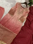 MODERN CHINON PRINTED WITH SEQUENCE EMBROIDERY BORDAR LACE WORK TOP BOTTOM WITH DUPATTA FESTIVE WEAR WHOLESALE PRICE ETHNIC GARMENT (1)