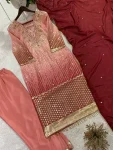 MODERN CHINON PRINTED WITH SEQUENCE EMBROIDERY BORDAR LACE WORK TOP BOTTOM WITH DUPATTA FESTIVE WEAR WHOLESALE PRICE ETHNIC GARMENT (1)