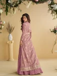 MODERN CHINON SILK CRUSH 3 LAYER GOWN WITH EMBROIDERY SEQUENCE WORK SHRUG AND BELT PARTY WEAR WHOLESALE PRICE ETHNIC GARMENT (2)