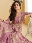 MODERN CHINON SILK CRUSH 3 LAYER GOWN WITH EMBROIDERY SEQUENCE WORK SHRUG AND BELT PARTY WEAR WHOLESALE PRICE ETHNIC GARMENT (2)
