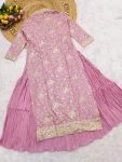 MODERN CHINON SILK CRUSH 3 LAYER GOWN WITH EMBROIDERY SEQUENCE WORK SHRUG AND BELT PARTY WEAR WHOLESALE PRICE ETHNIC GARMENT (2)