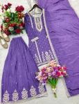 MODERN CHINON SILK EMBROIDERY CODING, MULTI THREAD, SEQUENCE WITH HAND MIRROR DIAMOND WORK TOP PALAZZO WITH DUPATTA FESTIVE WEAR WHOLESALE PRICE ETHNIC GARMENT (3)