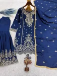 3MODERN CHINON SILK EMBROIDERY SEQUENCE WORK WITH RIVET MOTI WORK TOP SHARARA WITH DUPATTA FESTIVE WEAR WHOLESALE PRICE ETHNIC GARMENT (5)