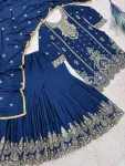 3MODERN CHINON SILK EMBROIDERY SEQUENCE WORK WITH RIVET MOTI WORK TOP SHARARA WITH DUPATTA FESTIVE WEAR WHOLESALE PRICE ETHNIC GARMENT (5)
