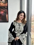 MODERN CHINON SILK THREAD EMBROIDERY WORK TOP PALAZZO WITH DUPATTA FESTIVE WEAR WHOLESALE PRICE ETHNIC GARMENT (15)