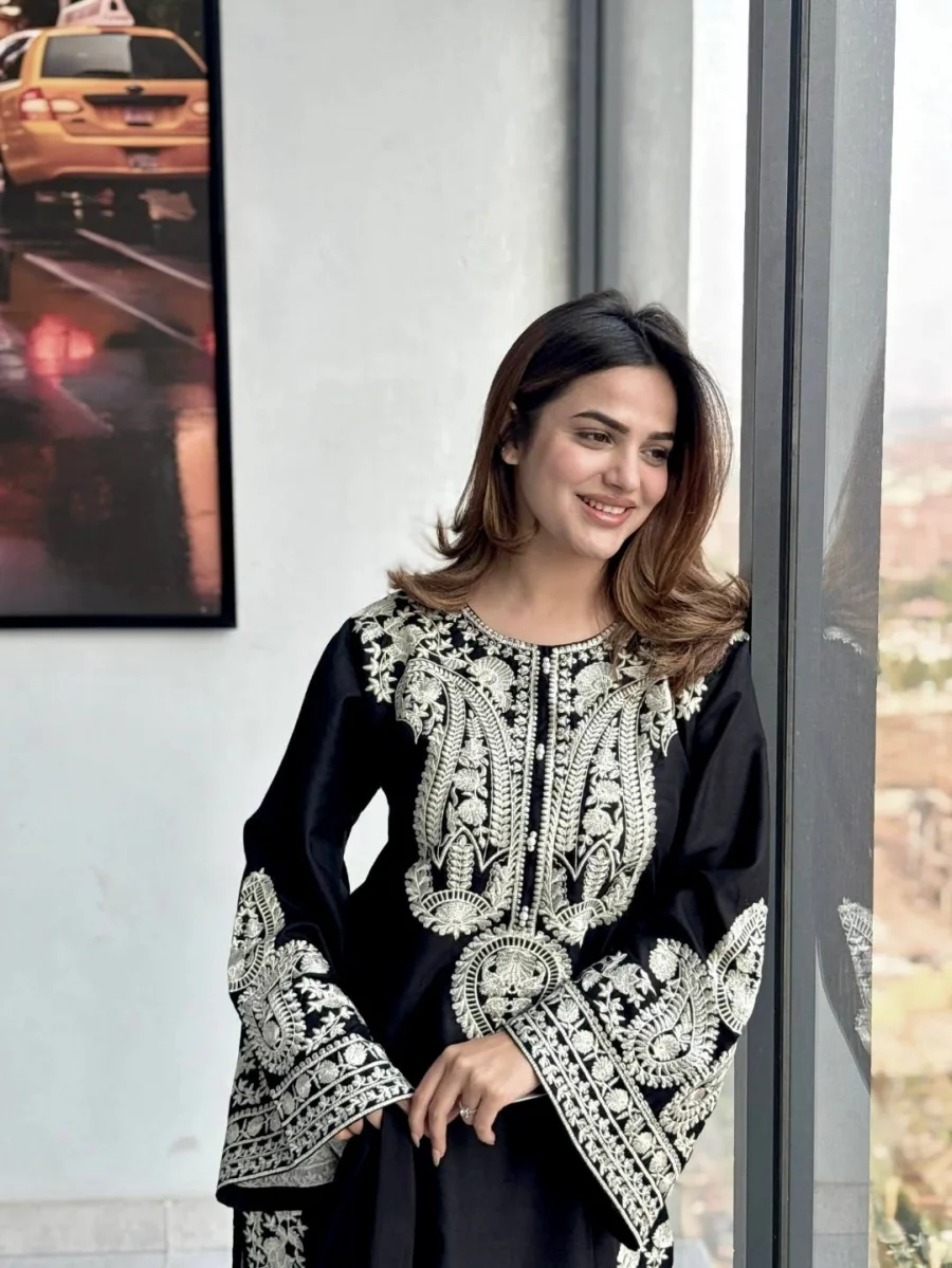 MODERN CHINON SILK THREAD EMBROIDERY WORK TOP PALAZZO WITH DUPATTA FESTIVE WEAR WHOLESALE PRICE ETHNIC GARMENT (14)