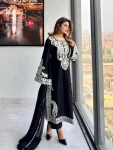 MODERN CHINON SILK THREAD EMBROIDERY WORK TOP PALAZZO WITH DUPATTA FESTIVE WEAR WHOLESALE PRICE ETHNIC GARMENT (15)