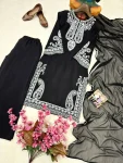 MODERN CHINON SILK THREAD EMBROIDERY WORK TOP PALAZZO WITH DUPATTA FESTIVE WEAR WHOLESALE PRICE ETHNIC GARMENT (15)