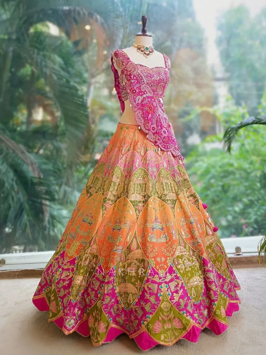 MODERN CREPE DIGITAL PRINT FANCY LATKAN WORK LEHENGA CHOLI WITH SHRUG WEDDING WEAR WHOLESALE PRICE ETHNIC GARMENT (4)