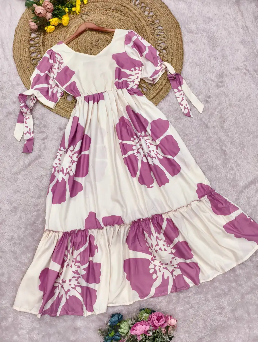 MODERN CREPE FLORAL PRINT WORK ONE PIECE DRESS DAILY WEAR WHOLESALE PRICE ETHNIC GARMENT (10)