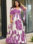 MODERN CREPE FLORAL PRINT WORK ONE PIECE DRESS PINK
